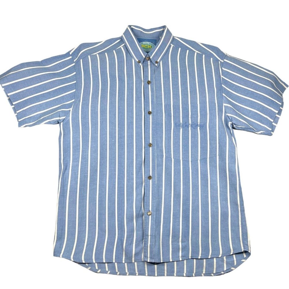 Pacific Coast Highway Shirt Men M Med PCH Striped Button Surf Skate VINTAGE 90's